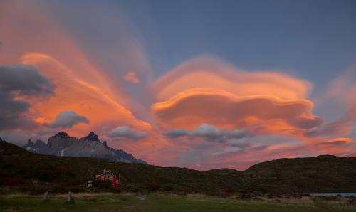 Lenticular Sunset at Refugio Vertice Paine Grande