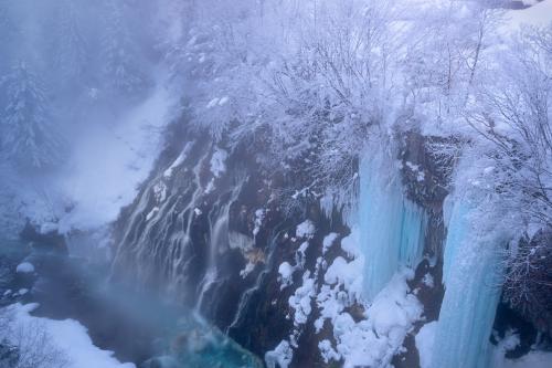 Waterfalls, one running, one not